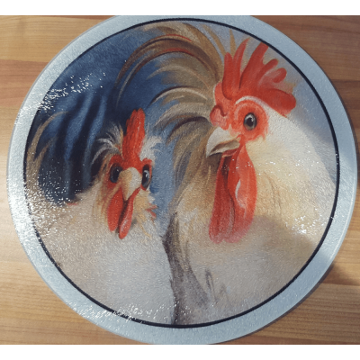 Chicken Glass Chopping Board Worktop Saver