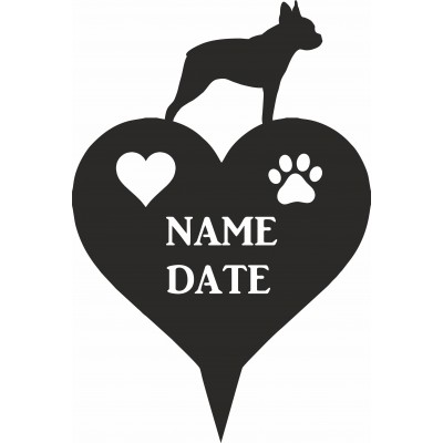 Boston Terrier Heart Memorial Plaque