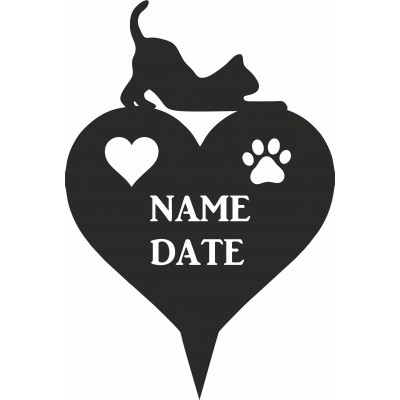 Cat (Stretched) Heart Memorial Plaque