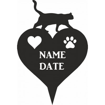 Cat (Walking) Heart Memorial Plaque