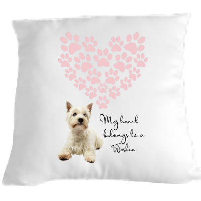 West Highland Terrier My Heart belongs to cushion