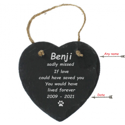 Personalised slate heart slate gift idea bereavement remembrance sign