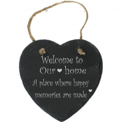 Our home Welcome to our heart slate gift idea