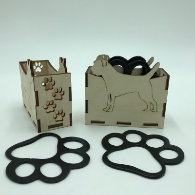 Border Terrier Paw Print Coasters