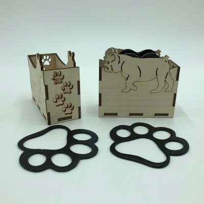 Bulldog Paw Print Coasters