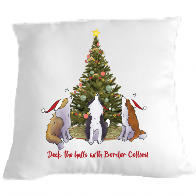 Border Collie's Christmas cuddle cushion Gift idea dog lovers gift Deck the halls