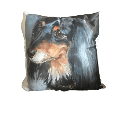 Dachshund Cushion/Pillow Black and Tan 